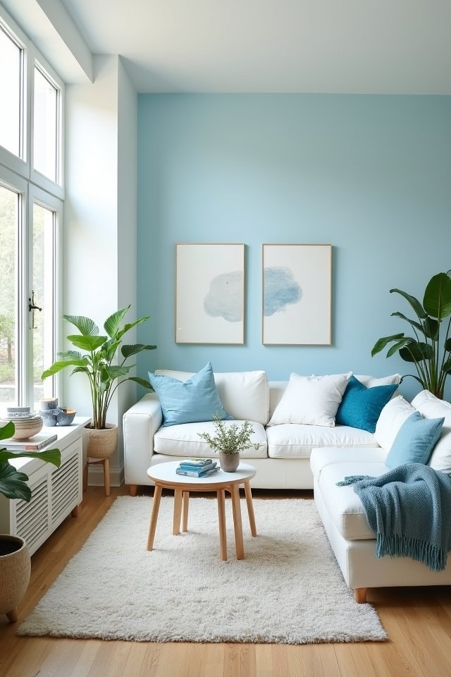 airy blue living room