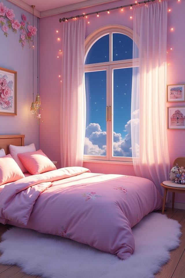 anime inspired cozy bedroom