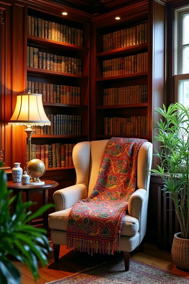 antique accessories enhance cozy decor