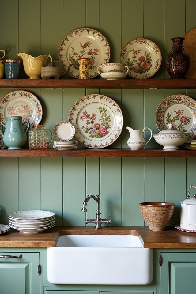 antique dishware nostalgic display