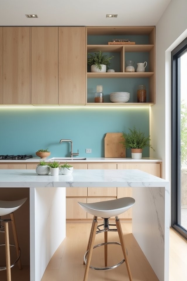 aqua blue and light beige