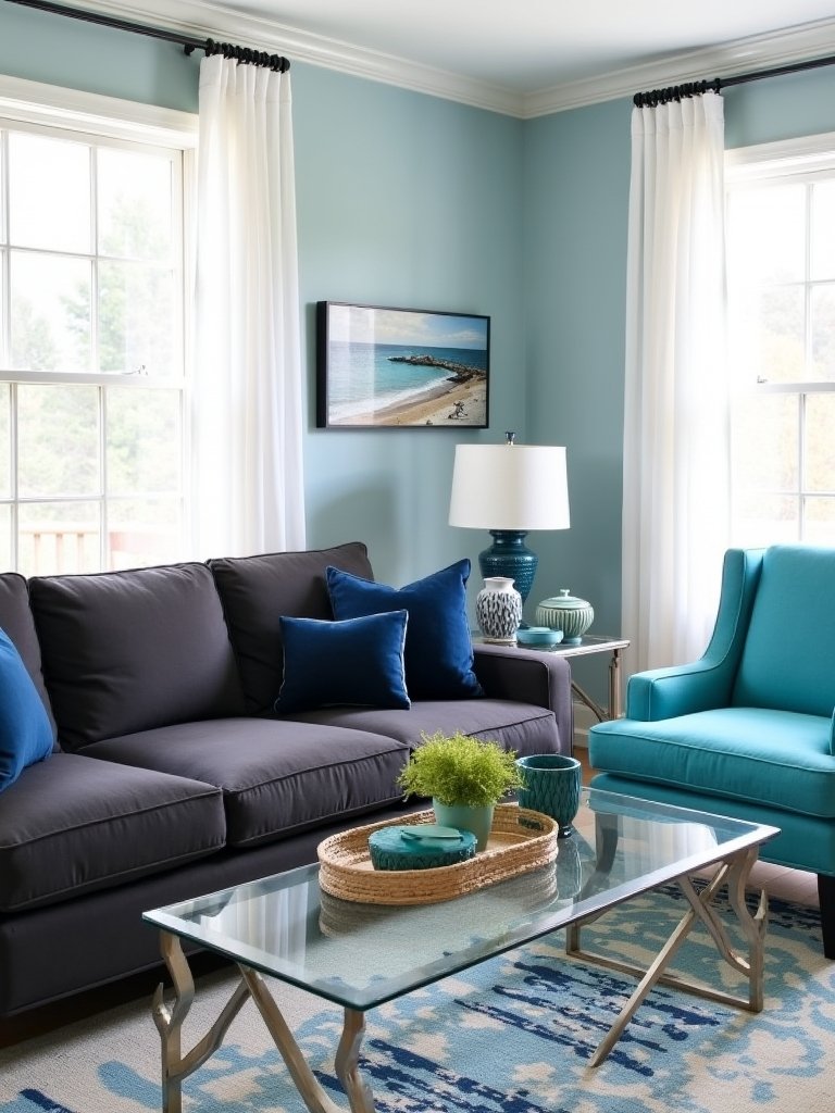 aqua chair gray sofa