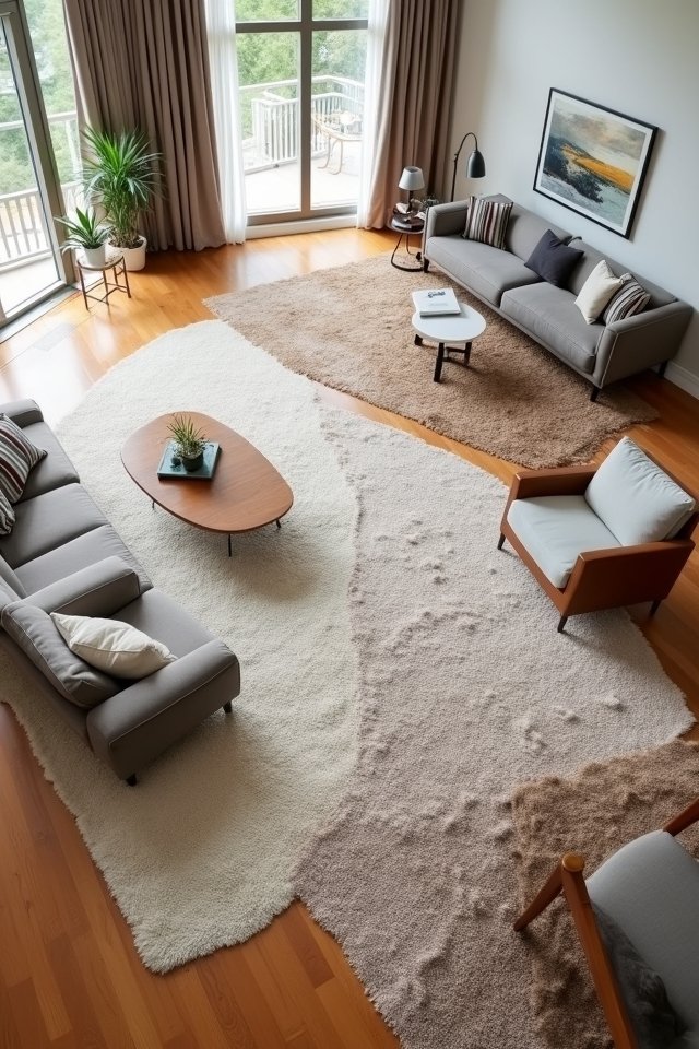 area rugs define living spaces