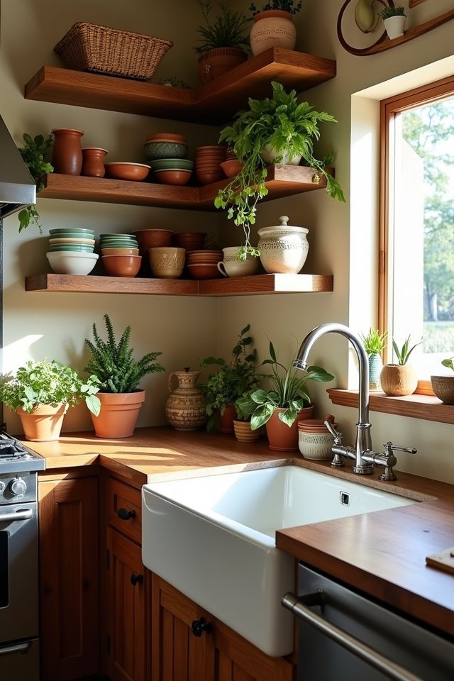 artful open shelving display