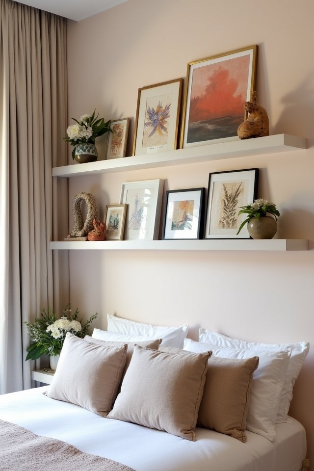 artistic floating shelf display