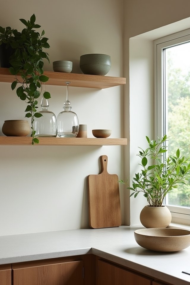 artistic open shelving display