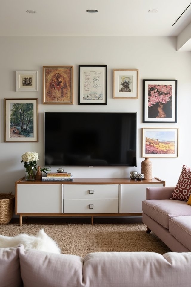 artistic tv gallery wall