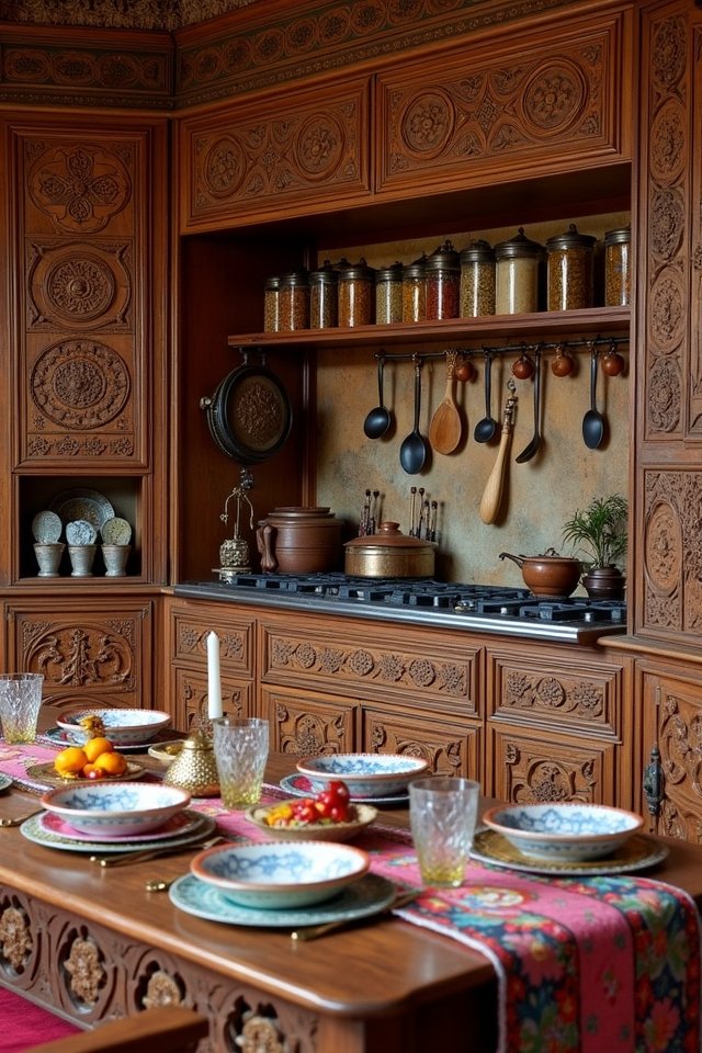 artistic wooden kitchen accents