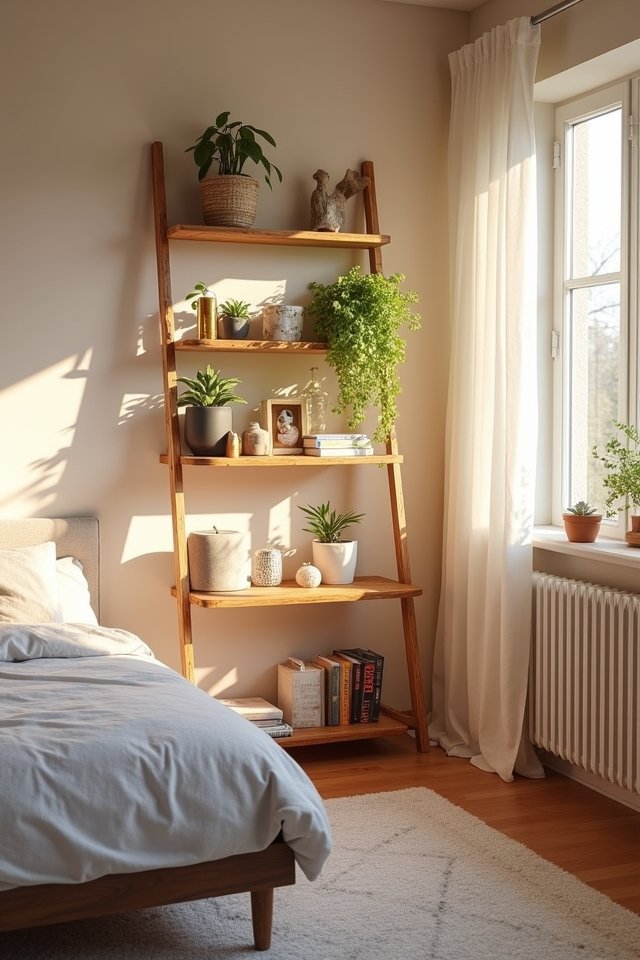 artsy decorative ladder shelves