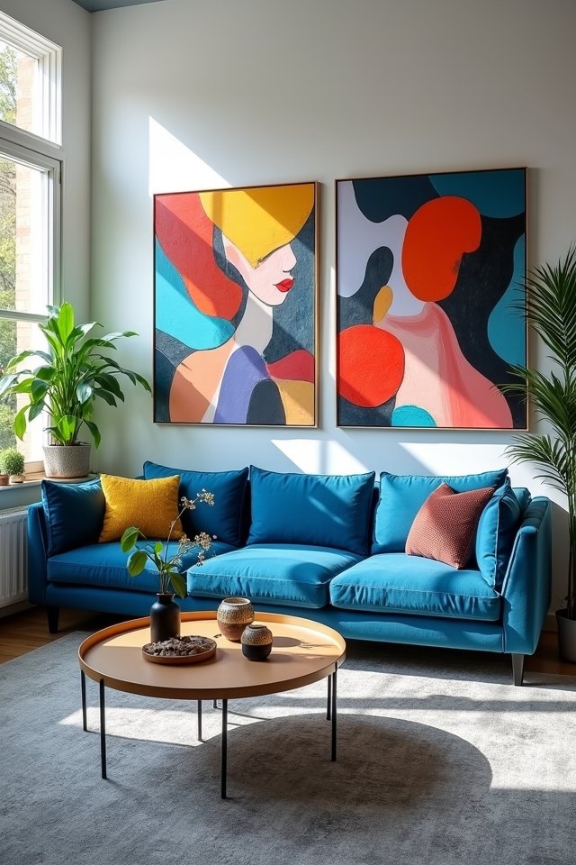 artwork enhances living room
