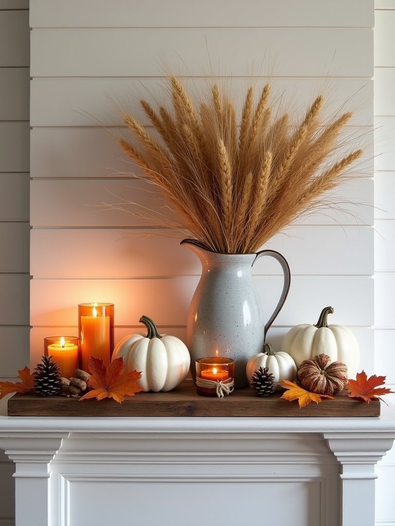autumn centerpiece with candles