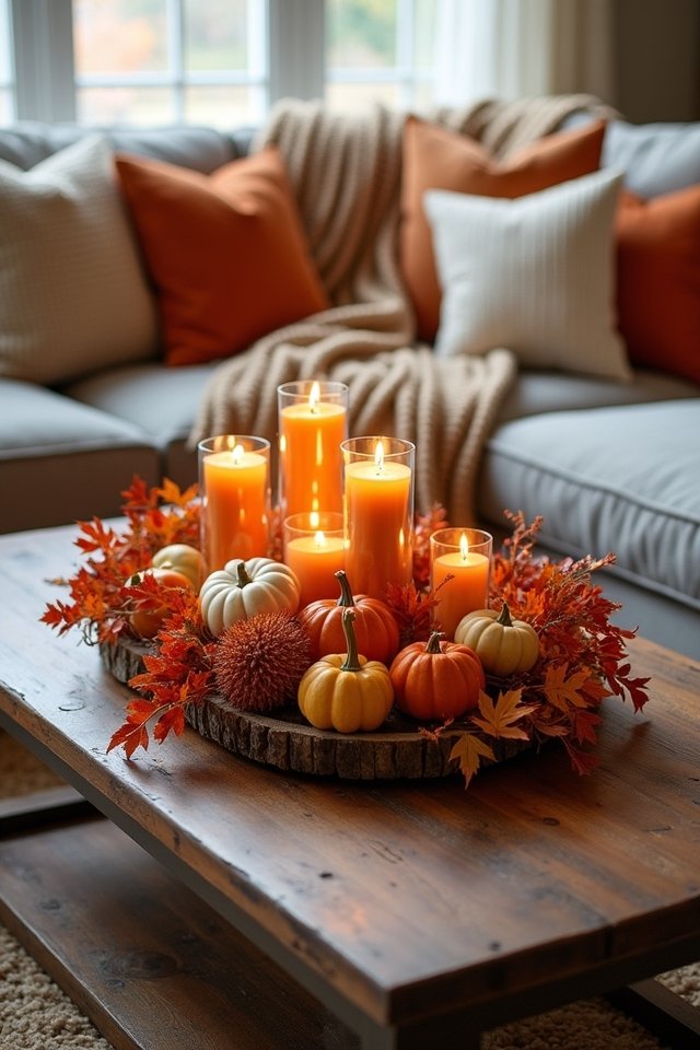 autumn centerpiece with pumpkins