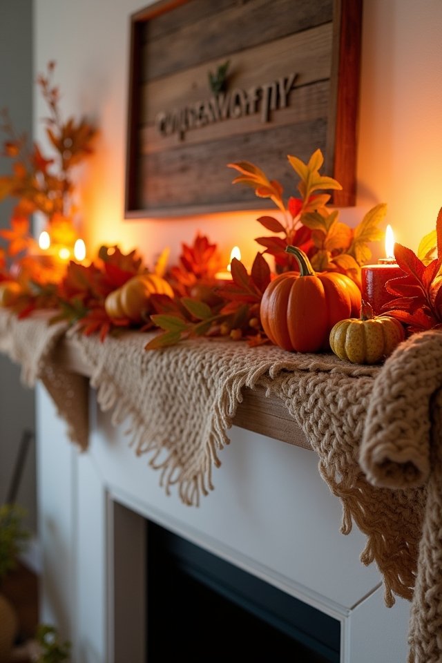 autumn leaves and pumpkins