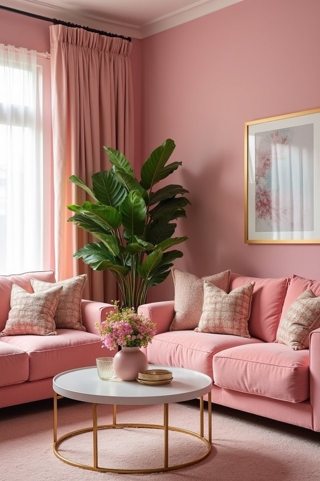 balance pink with greenery