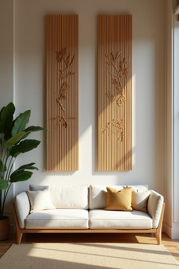 bamboo sculptures enhance decor