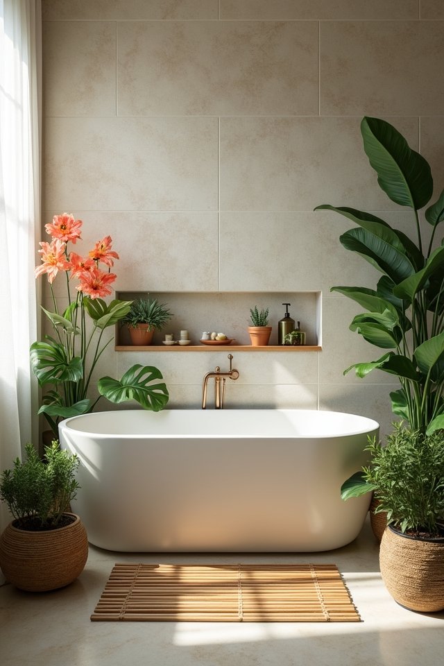 bathroom greenery enhances ambiance