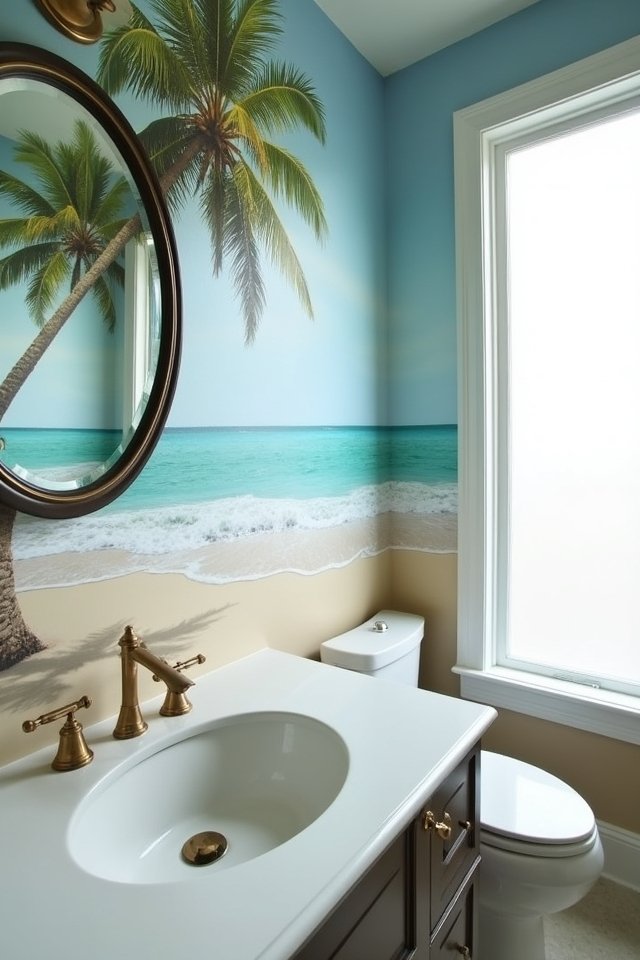 beach inspired bathroom murals