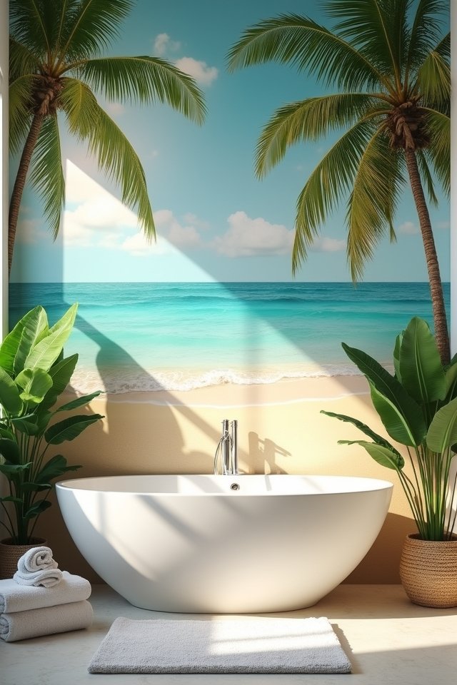 beachside oasis bathroom mural