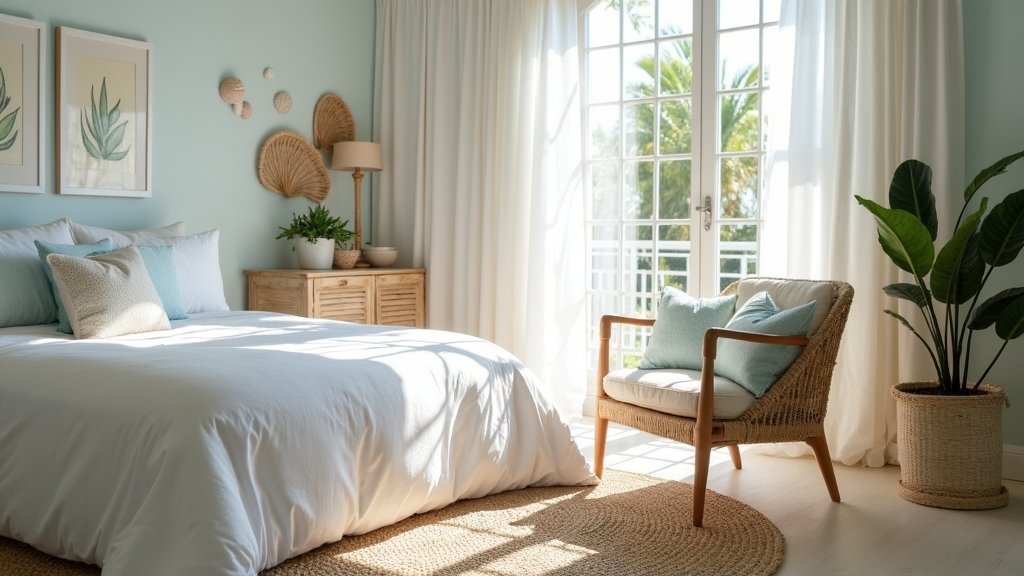 beachy cozy bedroom vibes