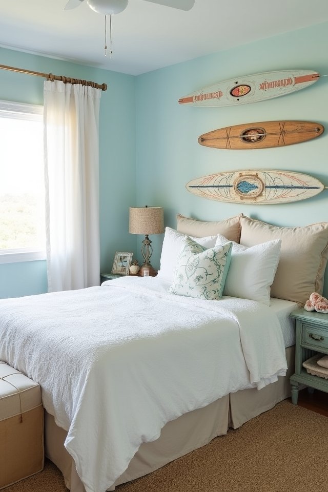 beachy decor with surfboards