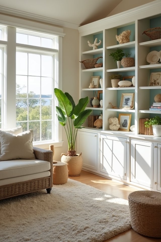 beachy open shelving display