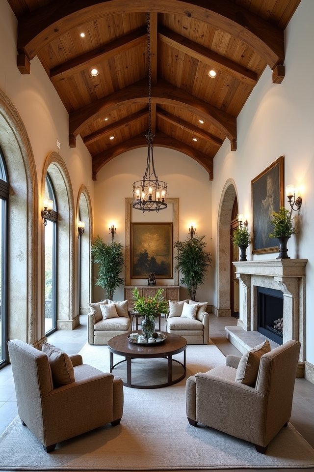 beams and textured walls