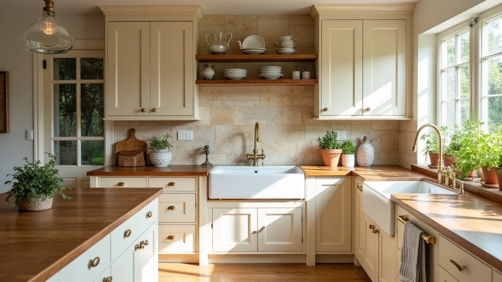beige kitchen with stone