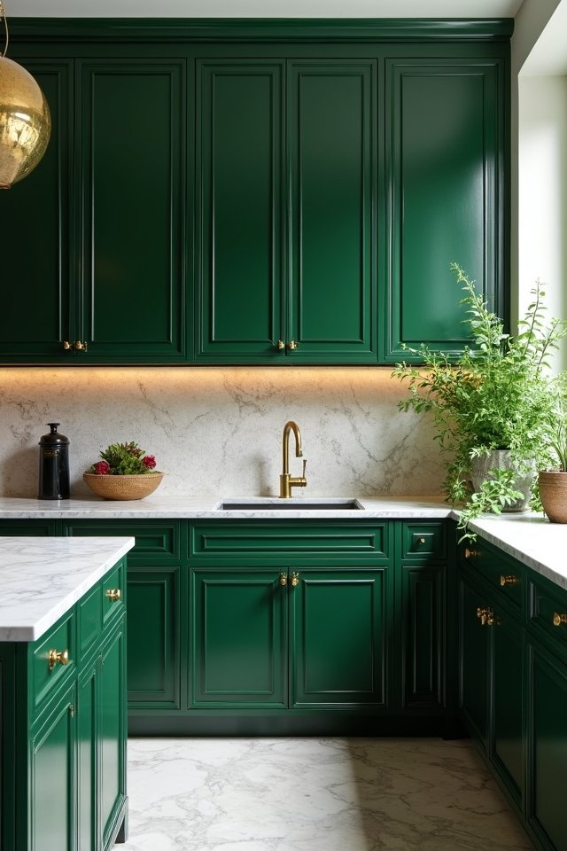 billiard green kitchen elegance