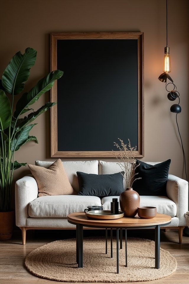 black artwork wooden frame