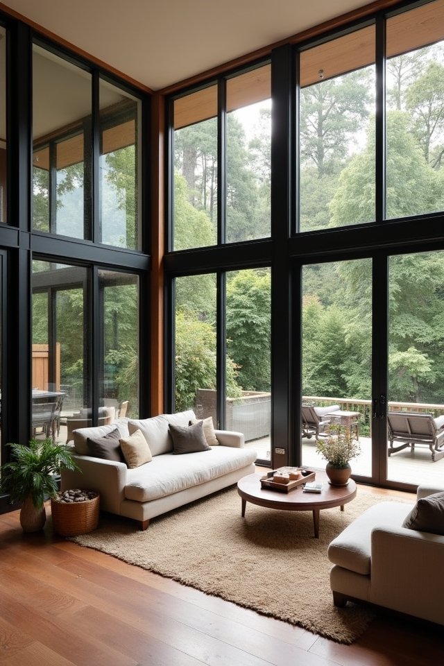 black frames warm wood