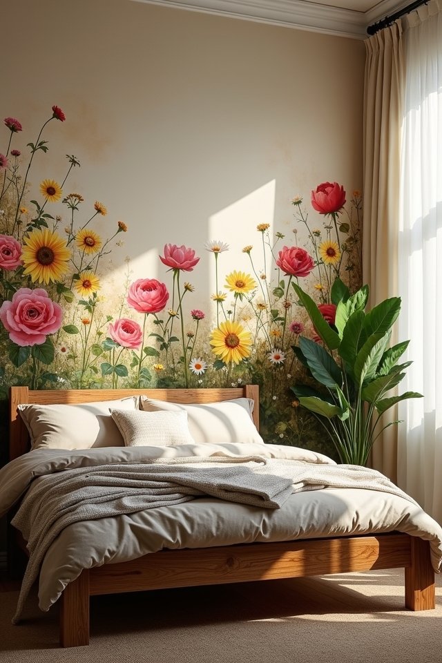 blooming flower garden mural