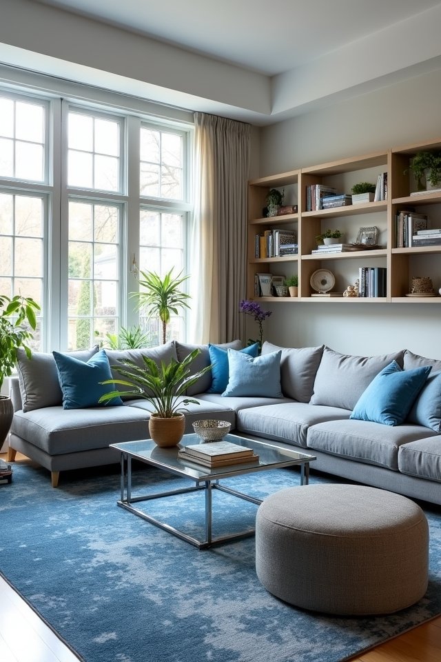 blue and grey rug
