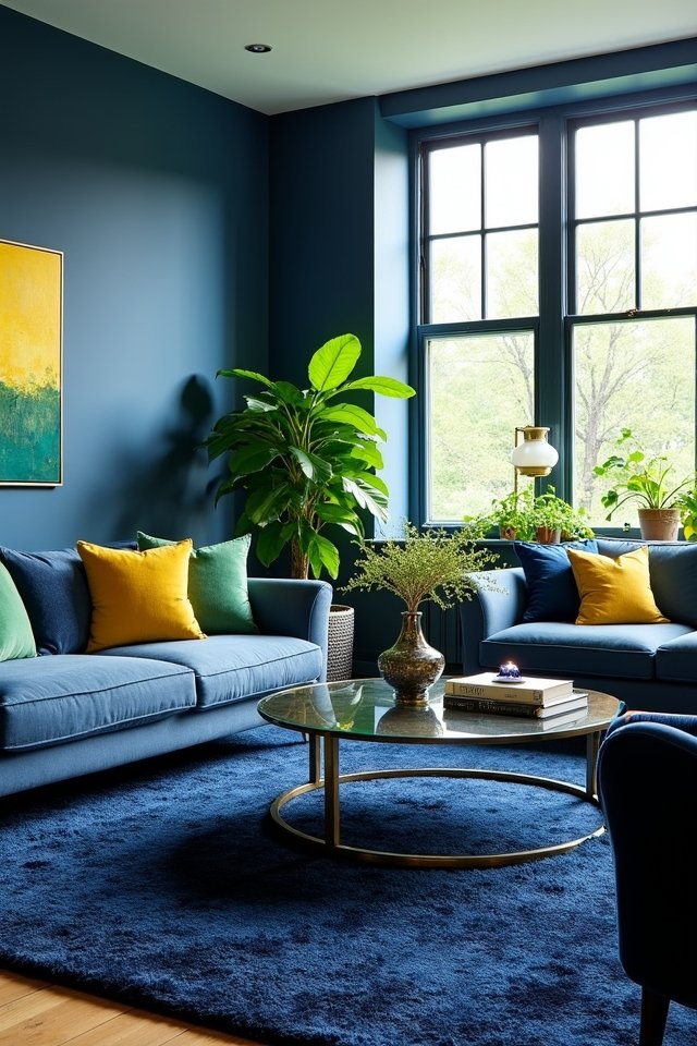 blue hues with vibrant accents