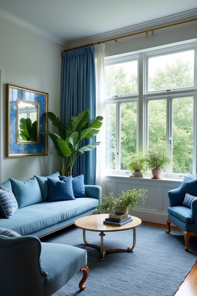 blue mirrors create spaciousness