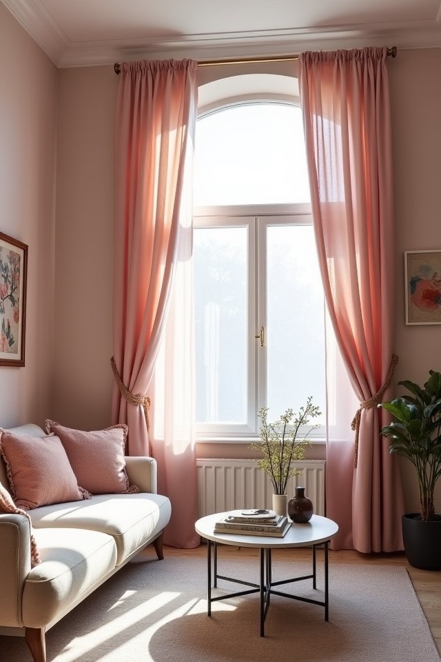 blush pink curtains elegance