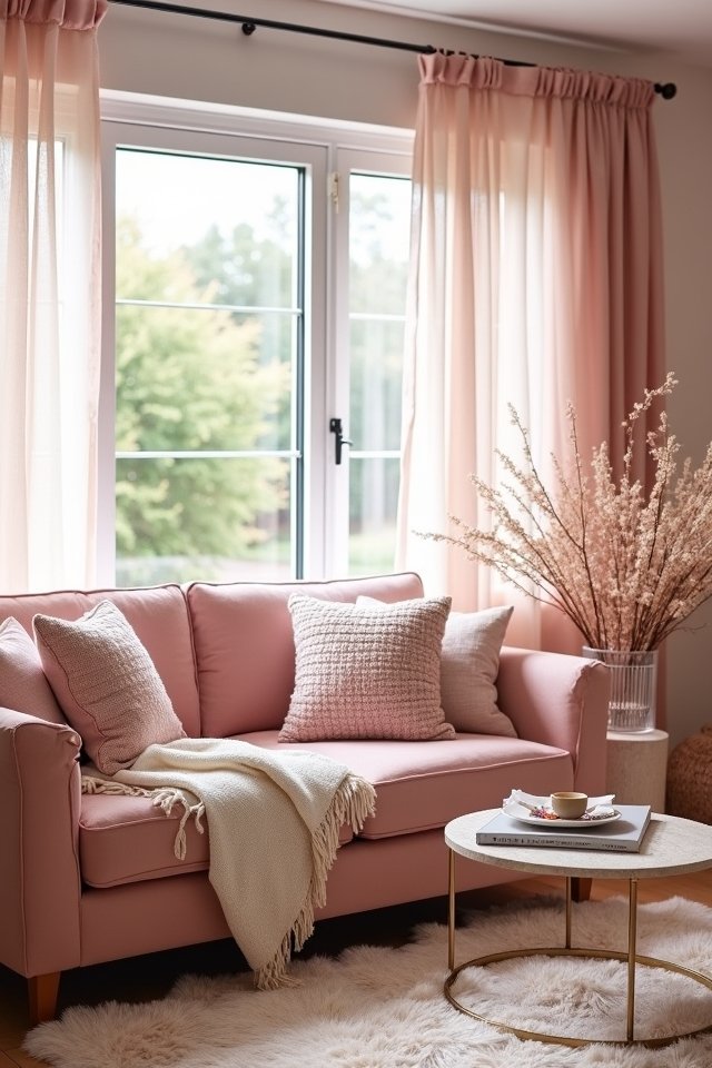 blush pink living room