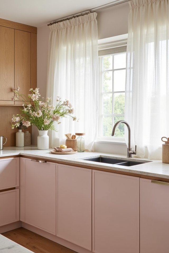 blush tones soft woods