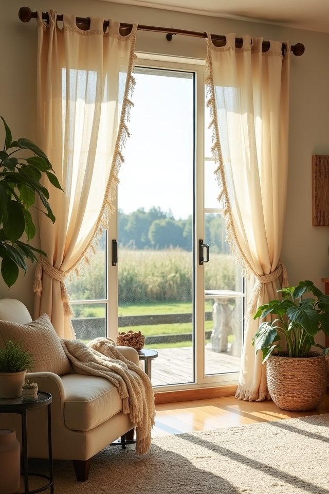 bohemian beige fringe curtains