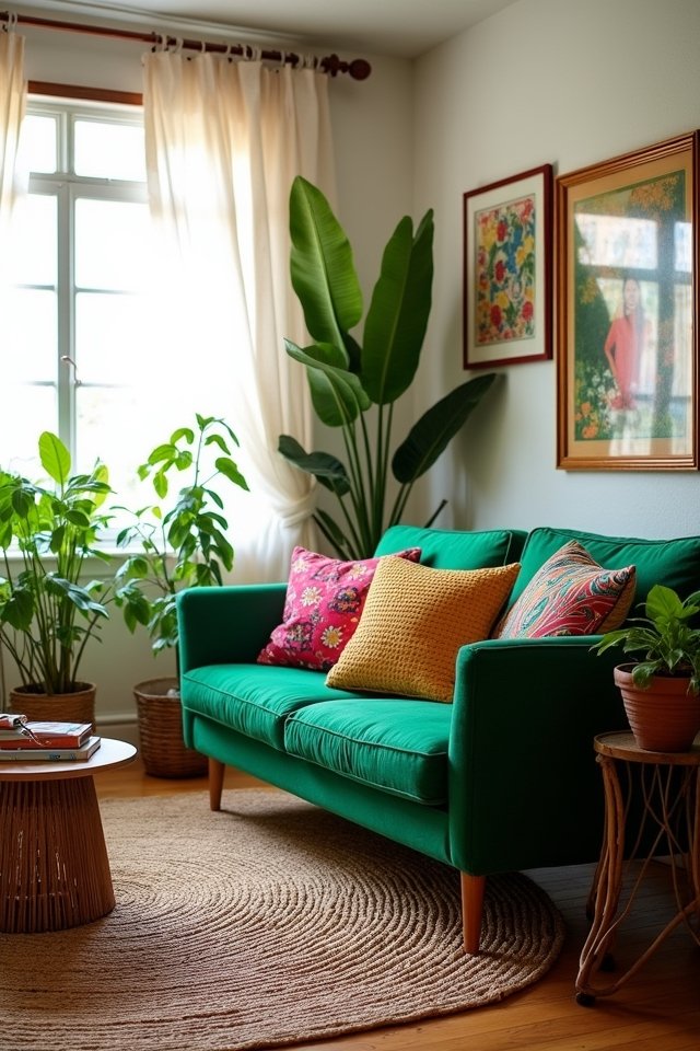 bohemian green sofa paradise