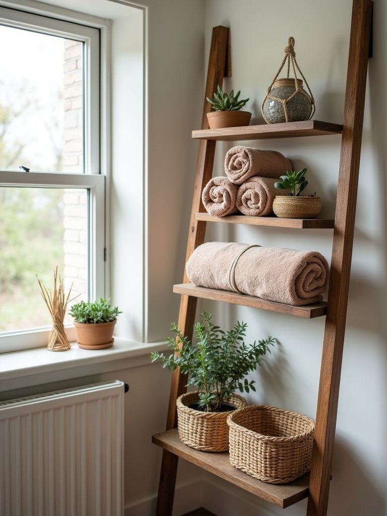 bohemian ladder shelf display