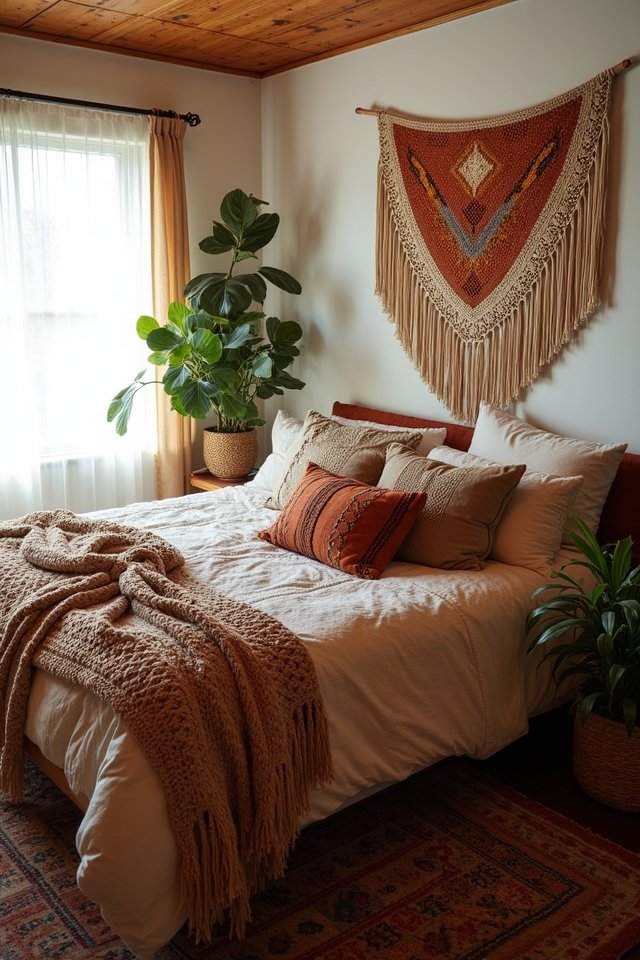 bohemian layered textiles decor