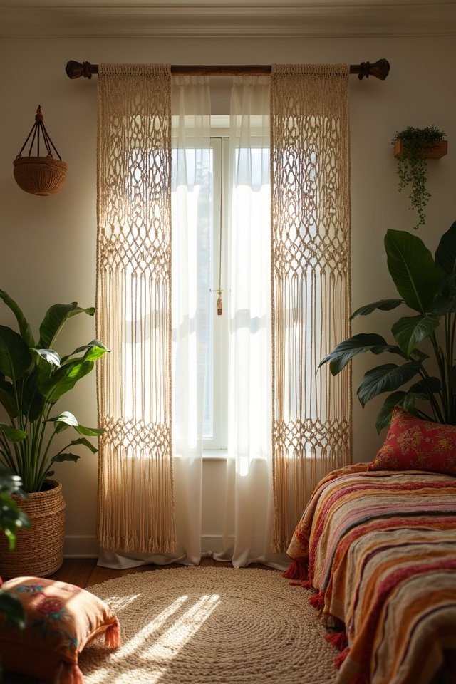 bohemian macram curtain ideas