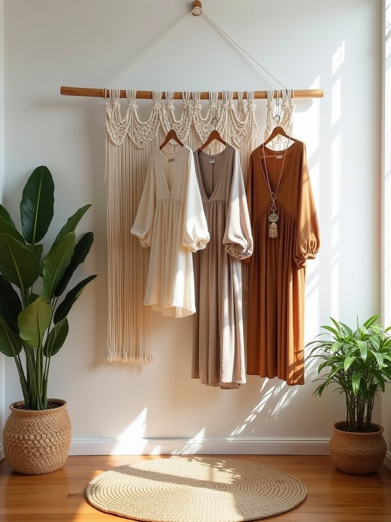 bohemian macrame clothing organizer