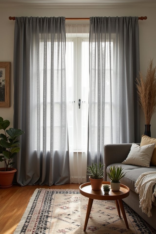 bohemian textured grey curtains