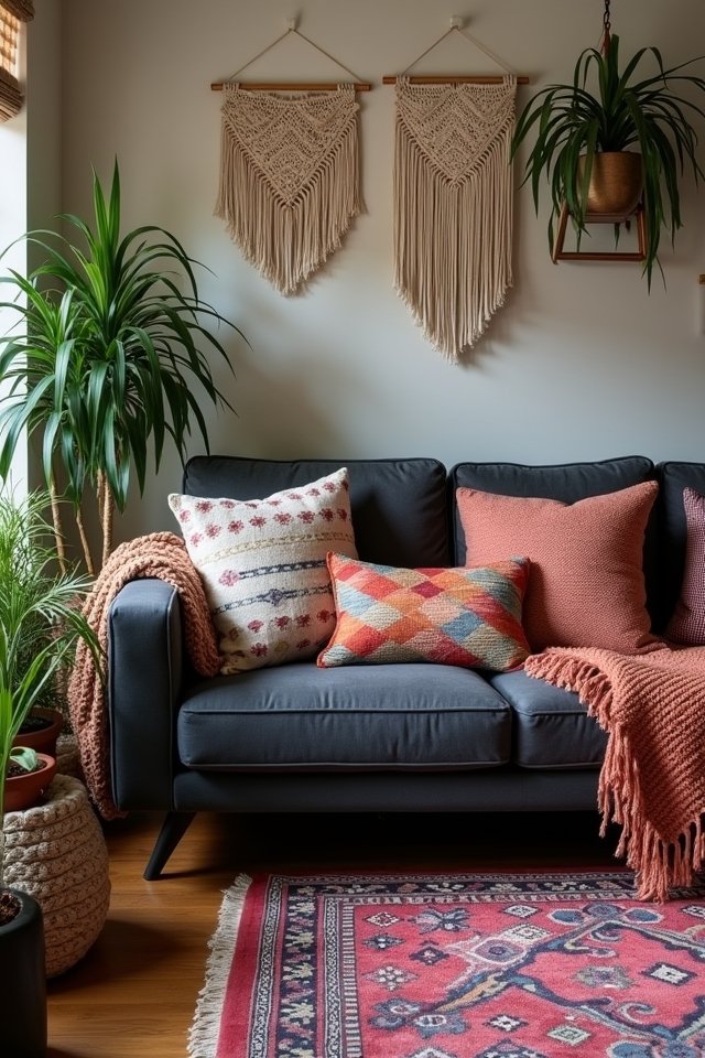 bohemian textured living room