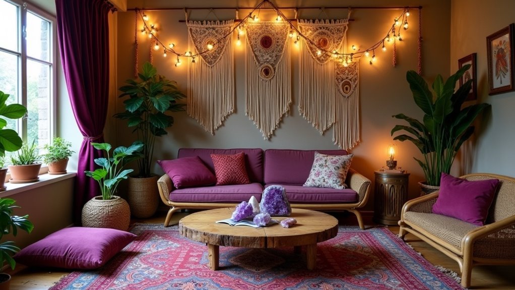 boho inspired cozy living room