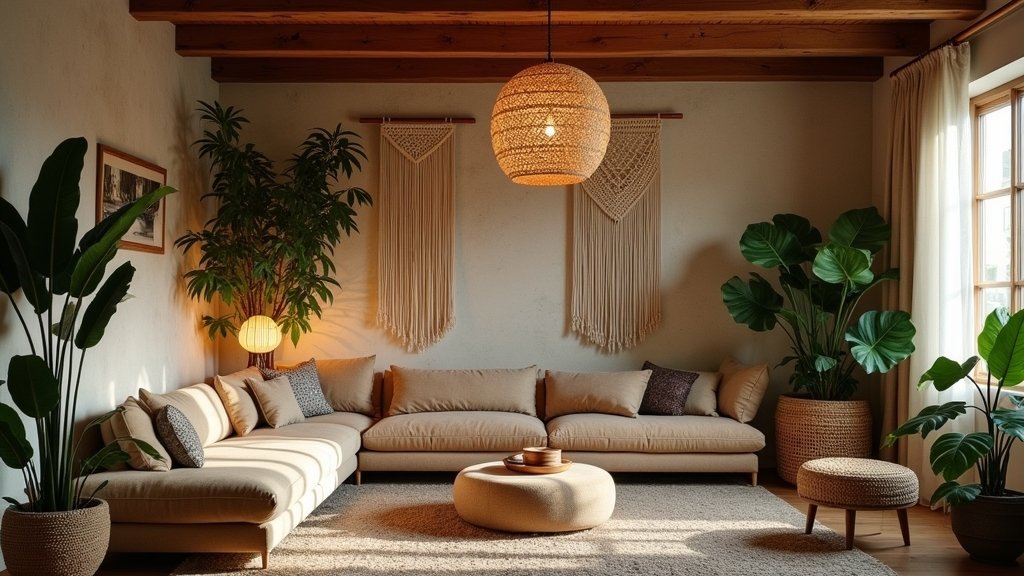 boho living room lighting