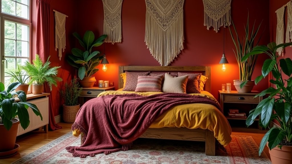 boho red bedroom inspiration