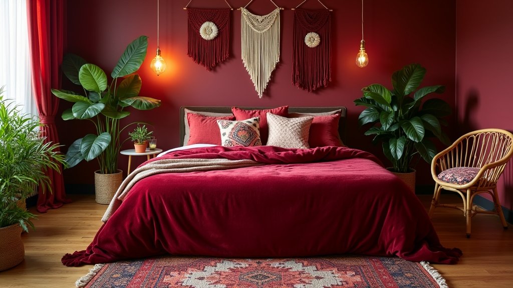 boho red bedroom inspiration