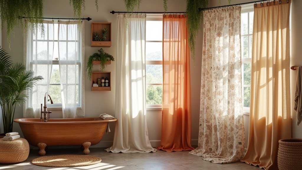 boho rustic shower curtains